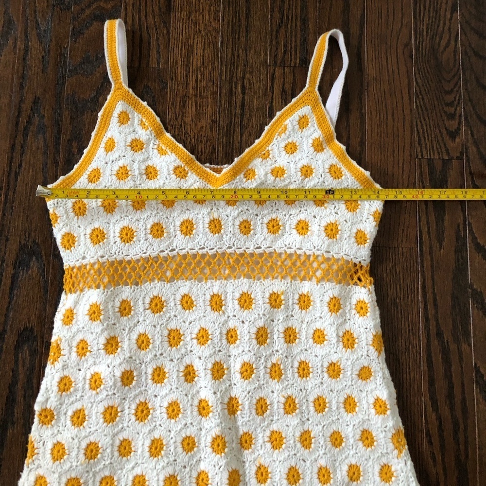 Tory Burch Women’s XS Yellow/White Daisy Crocheted Cotton Midi Dress - EUC! - Picture 6 of 12